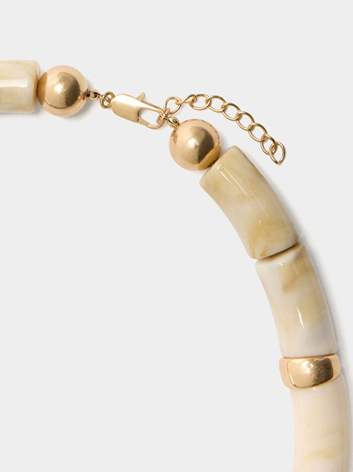 Taş Efektli Kısa Parçalı Kolye