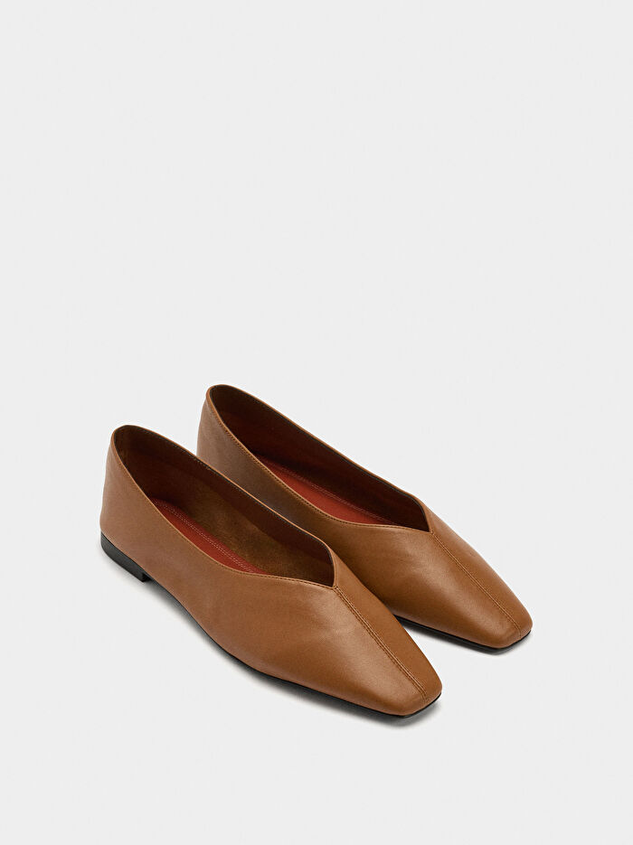 Üst Dikişli Deri Babet