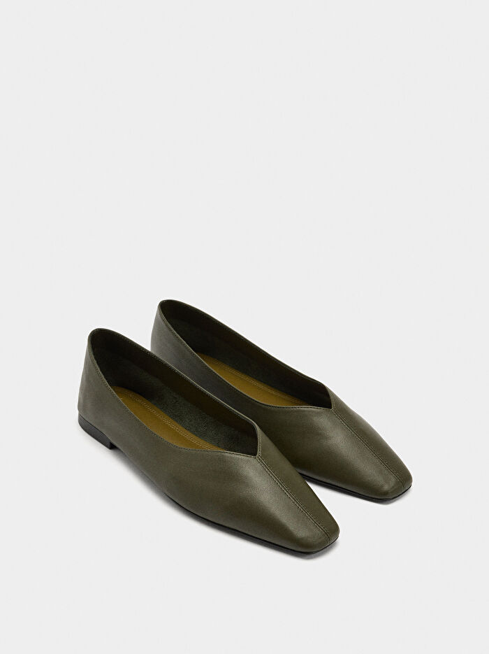 Üst Dikişli Deri Babet