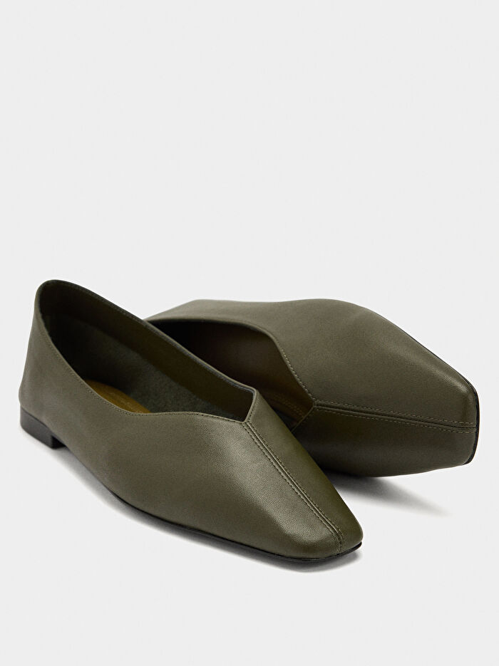 Üst Dikişli Deri Babet