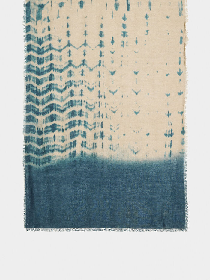 Yün ve Pamuklu Desenli Şal