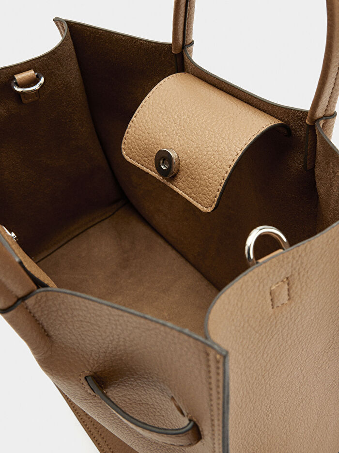 Kemerli Dokulu Tote Çanta