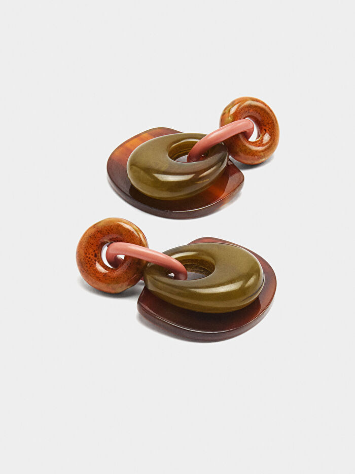 Seramik ve Resin Uzun Küpe