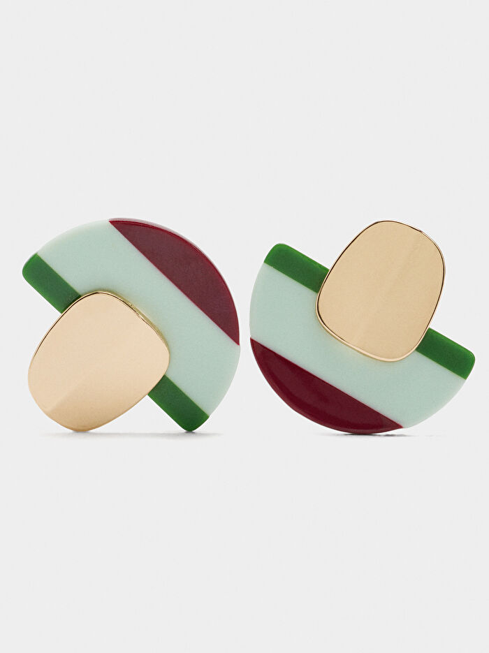 Çizgili Yarım Daire Küpe