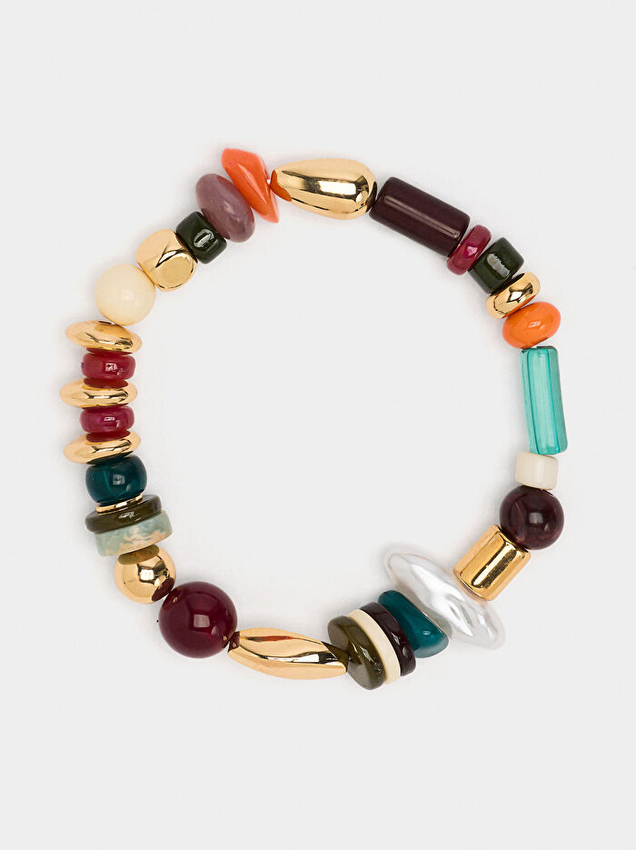 Çok Renkli Boncuklu Elastik Bileklik