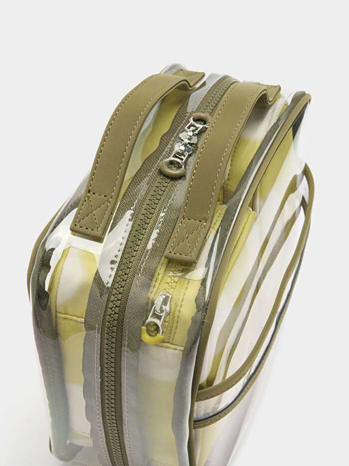 Çiçek Desenli Teknik Kumaş Çok Amaçlı Çanta