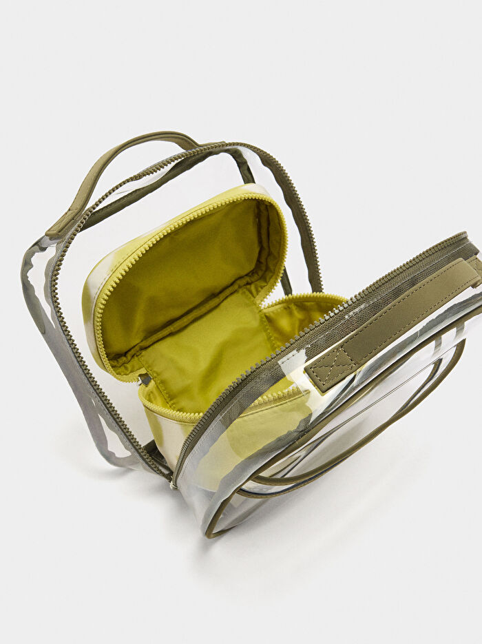 Çiçek Desenli Teknik Kumaş Çok Amaçlı Çanta