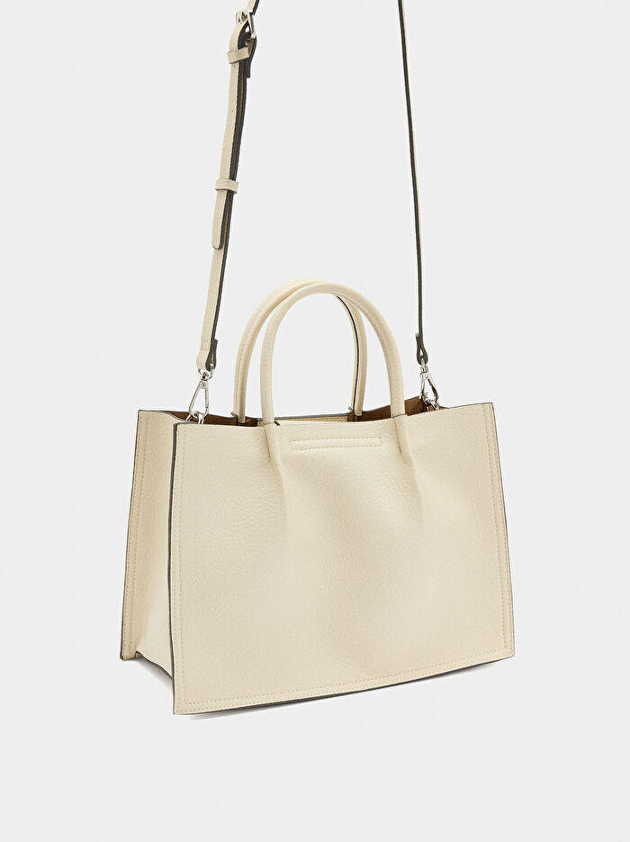 Dokulu ve Kemer Detaylı Tote Çanta