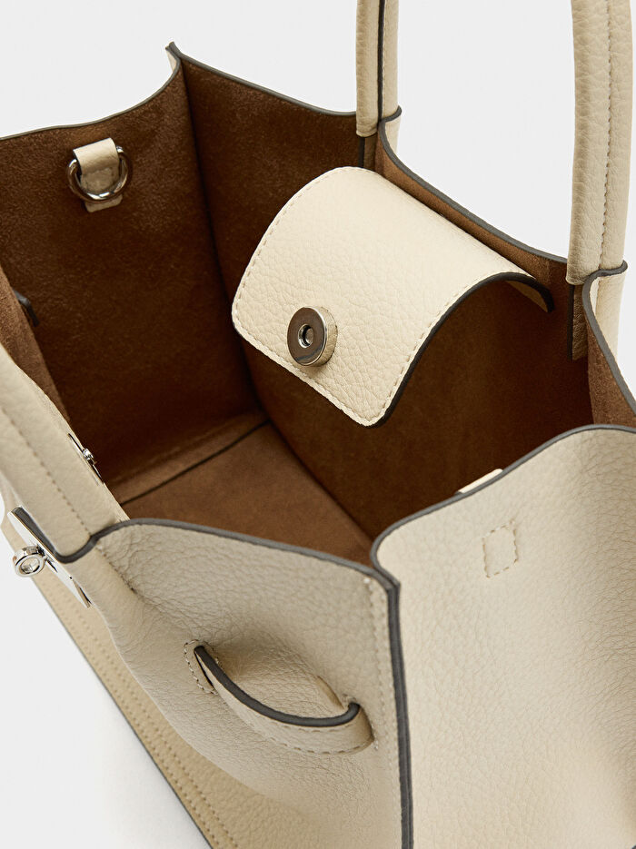 Dokulu ve Kemer Detaylı Tote Çanta