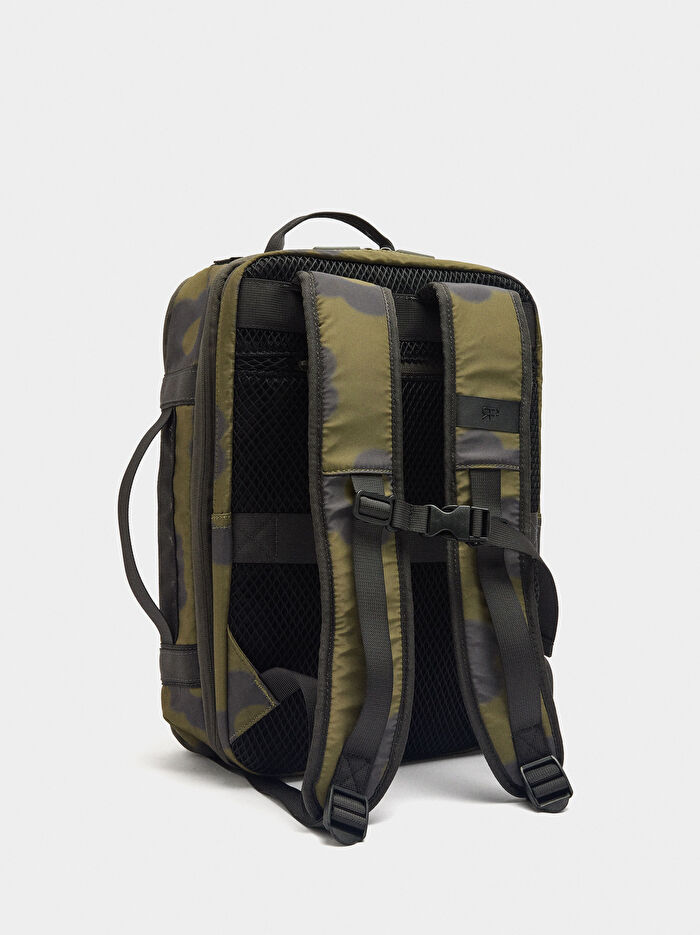 Çiçek Desenli Teknik Kumaş Kabin Sırt Çantası