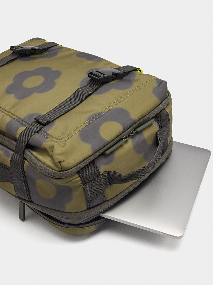 Çiçek Desenli Teknik Kumaş Kabin Sırt Çantası