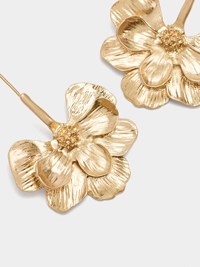 Çizgili Çiçekli Maxi Uzun Küpe