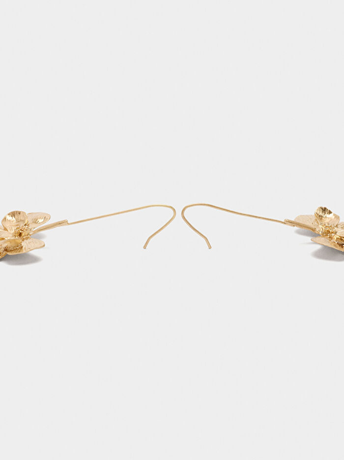 Çizgili Çiçekli Maxi Uzun Küpe