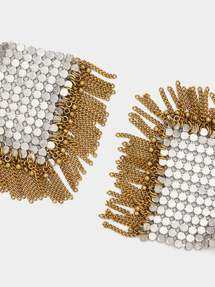 Saçaklı Maxi Elmas Şeklinde Küpe