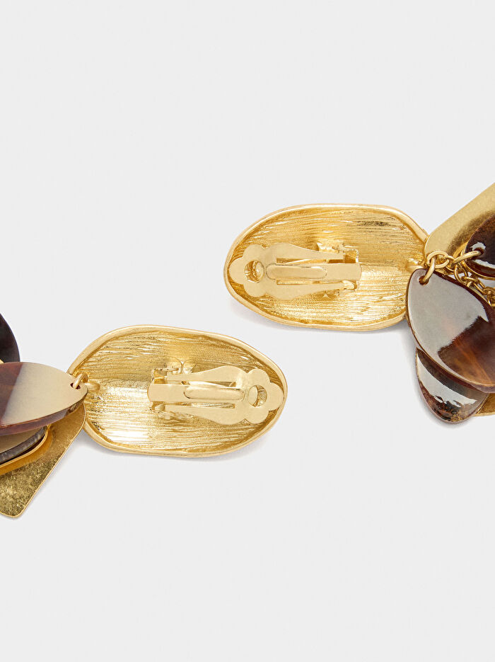 Yaprakları Olan Maxi Oval Küpe