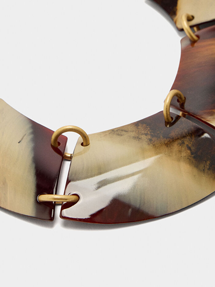 Maxi Kısa Taş Efektli Kolye