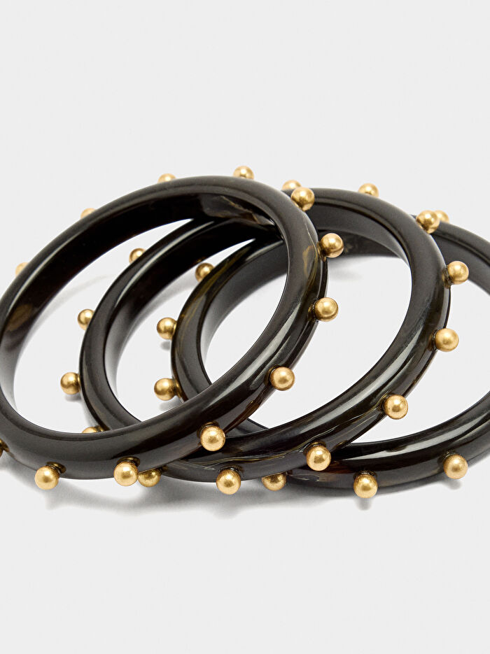 Boncuklu Taş Efektli Bileklik Seti