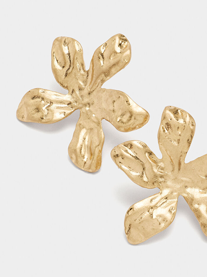 Dokulu Maxi Çiçek Küpe