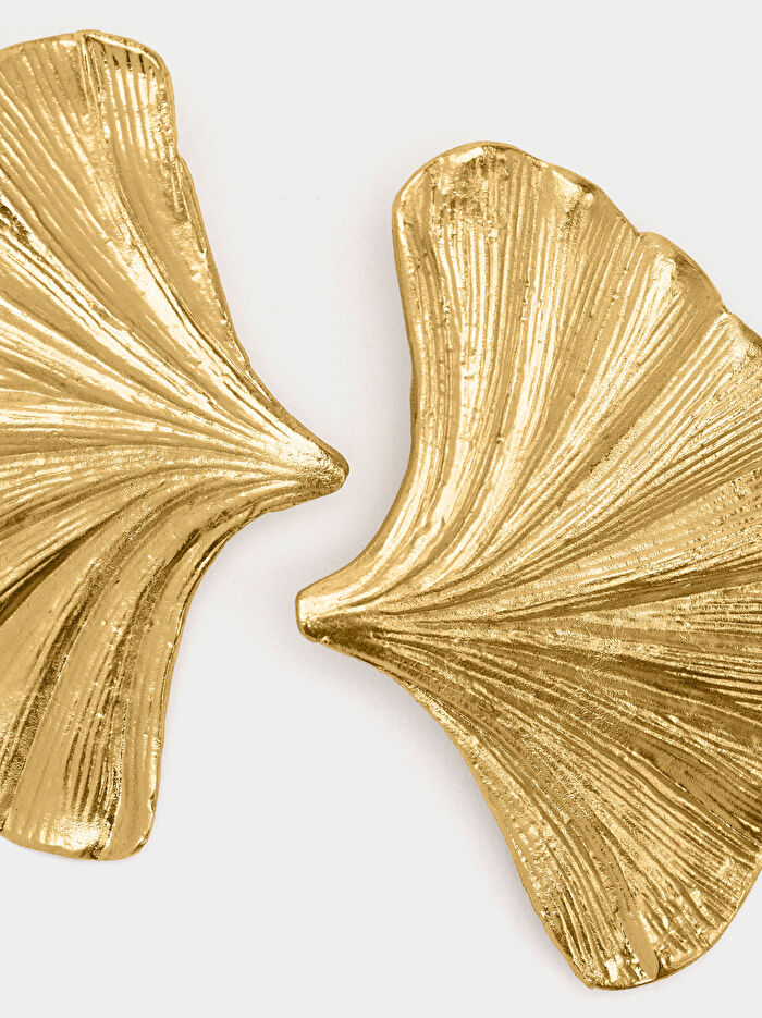 Maxi Yelpaze Şeklinde Çizgili Küpe