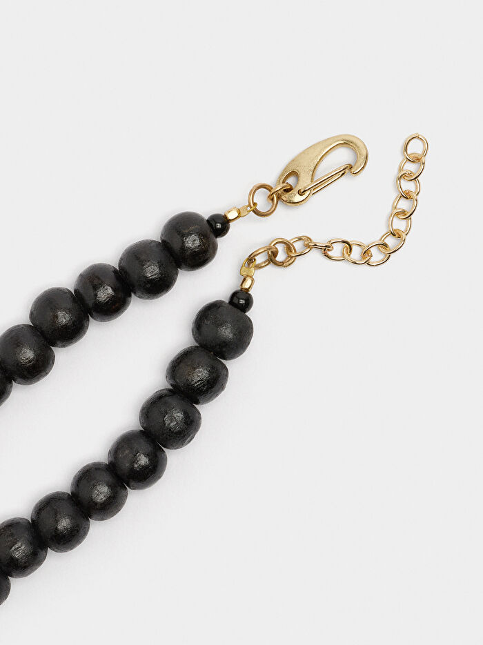 Kısa Ahşap Boncuk Kolye