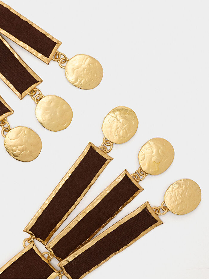 Çubuklu Maxi Dikdörtgen Küpe