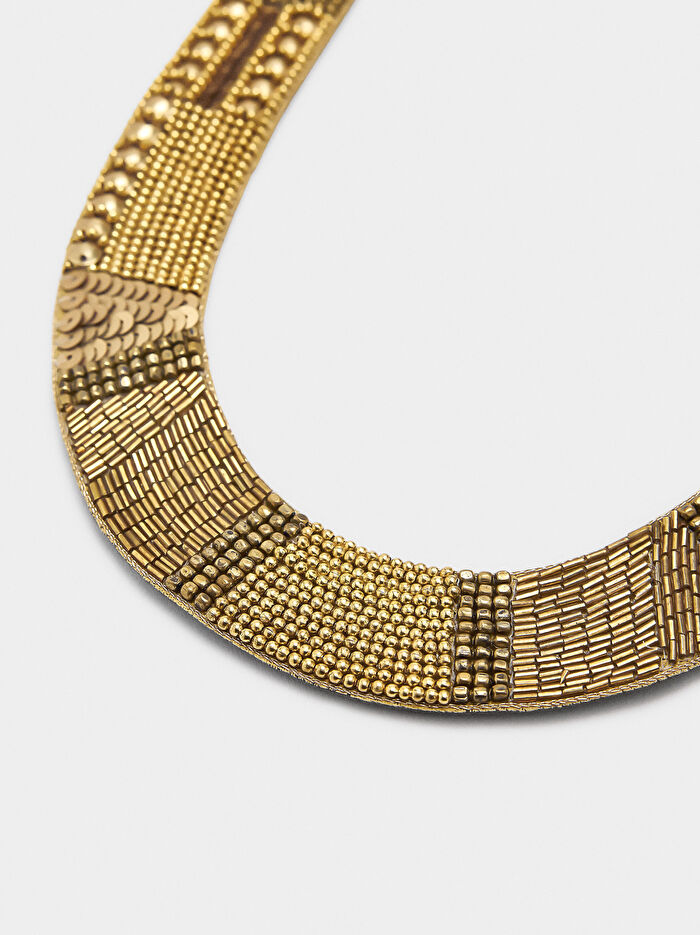 Boncuklu Kısa ve Geniş Kolye