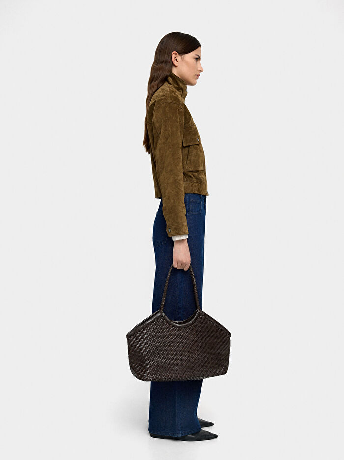 Örgülü Deri Shopper Çanta