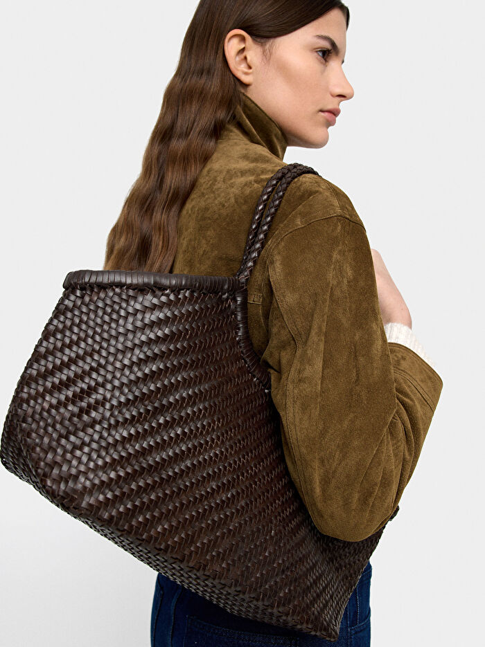 Örgülü Deri Shopper Çanta