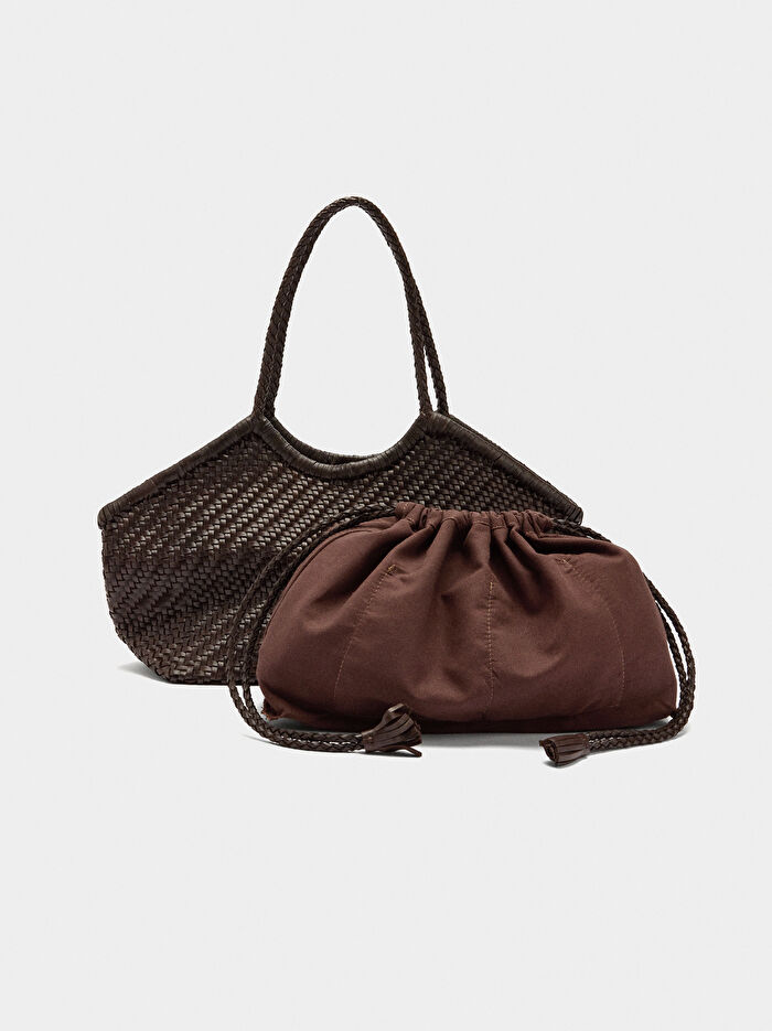 Örgülü Deri Shopper Çanta