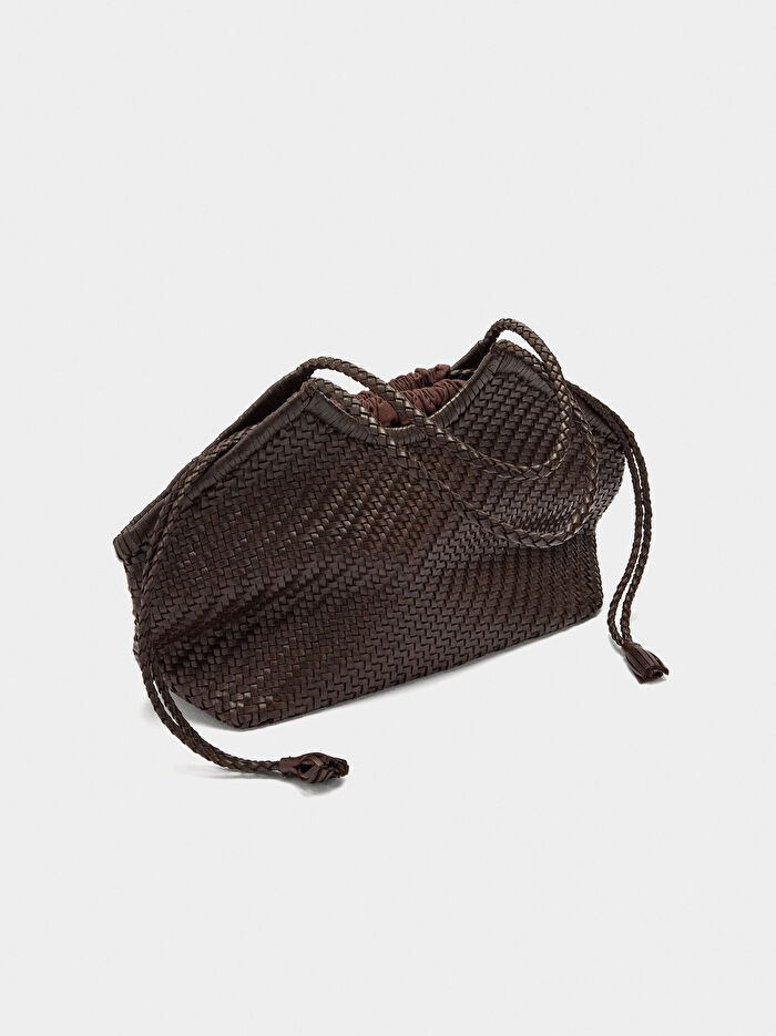Örgülü Deri Shopper Çanta
