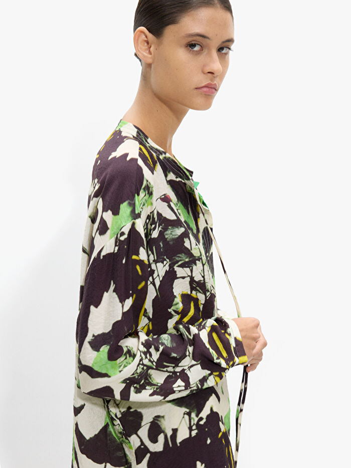 Desenli Dökümlü Bluz