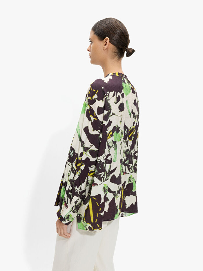 Desenli Dökümlü Bluz