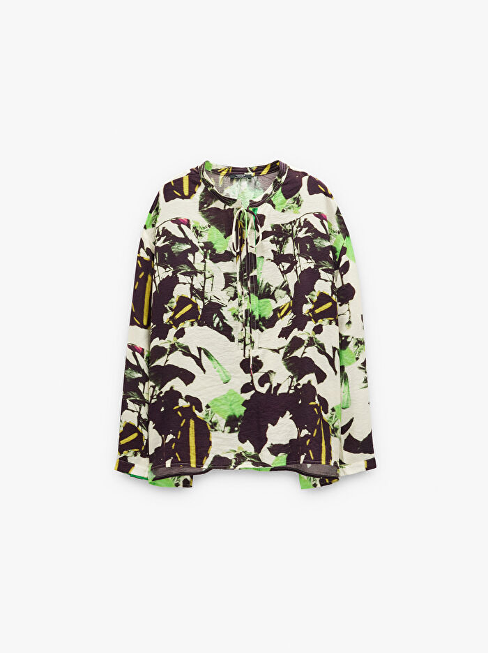 Desenli Dökümlü Bluz
