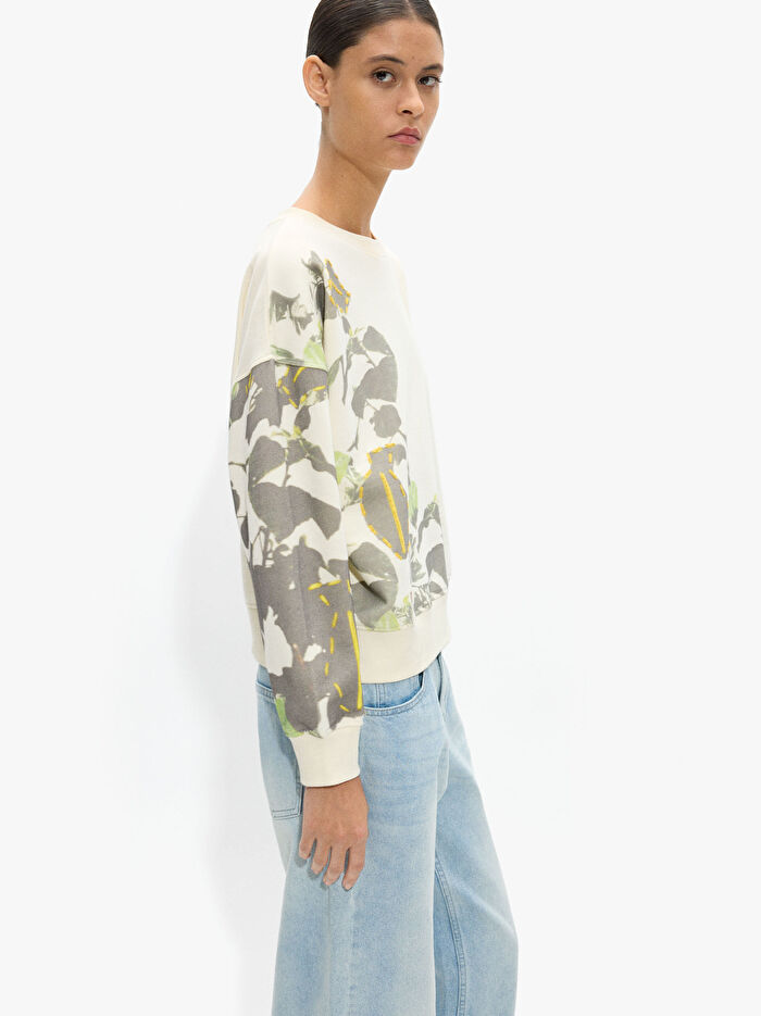 %100 Pamuklu Desenli Sweatshirt