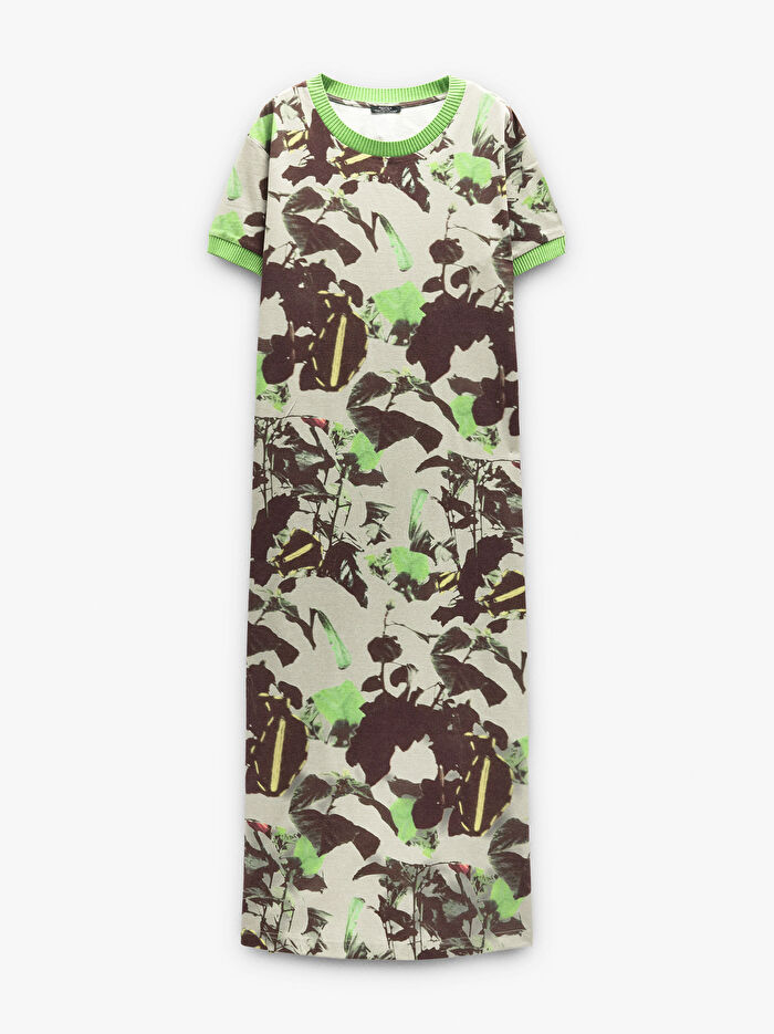 %100 Pamuklu Desenli Elbise