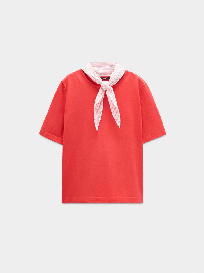 Fularlı Pamuklu T-Shirt