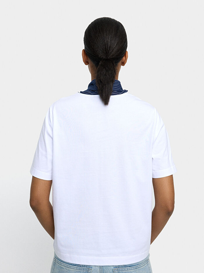 Fularlı Pamuklu T-Shirt