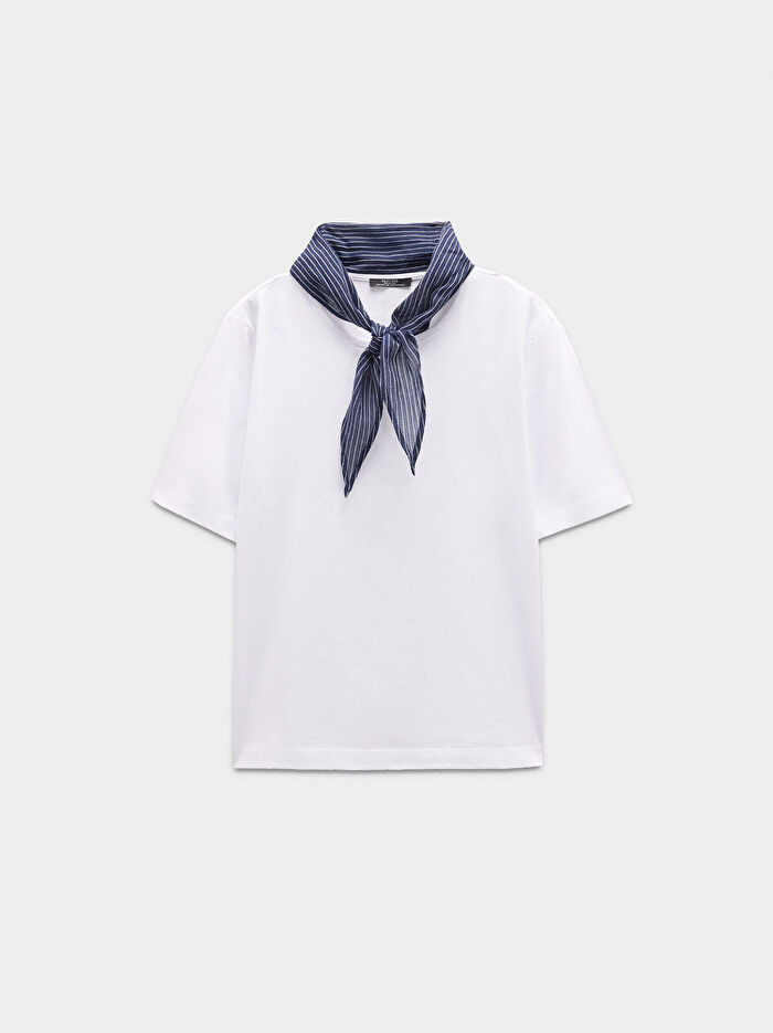 Fularlı Pamuklu T-Shirt