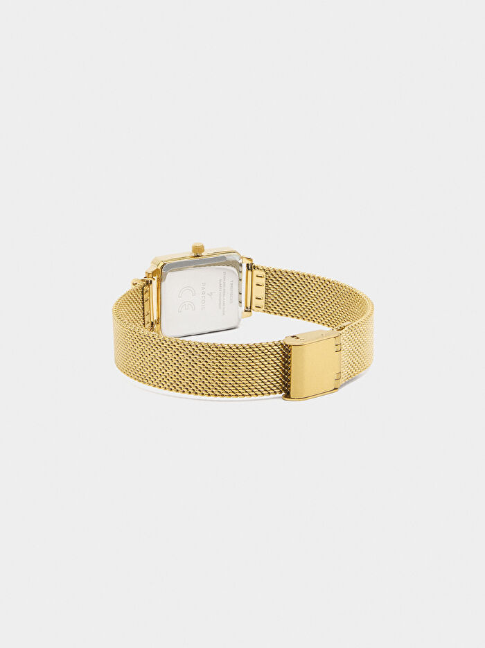 Çelik Örgü Kordonlu Kare Saat