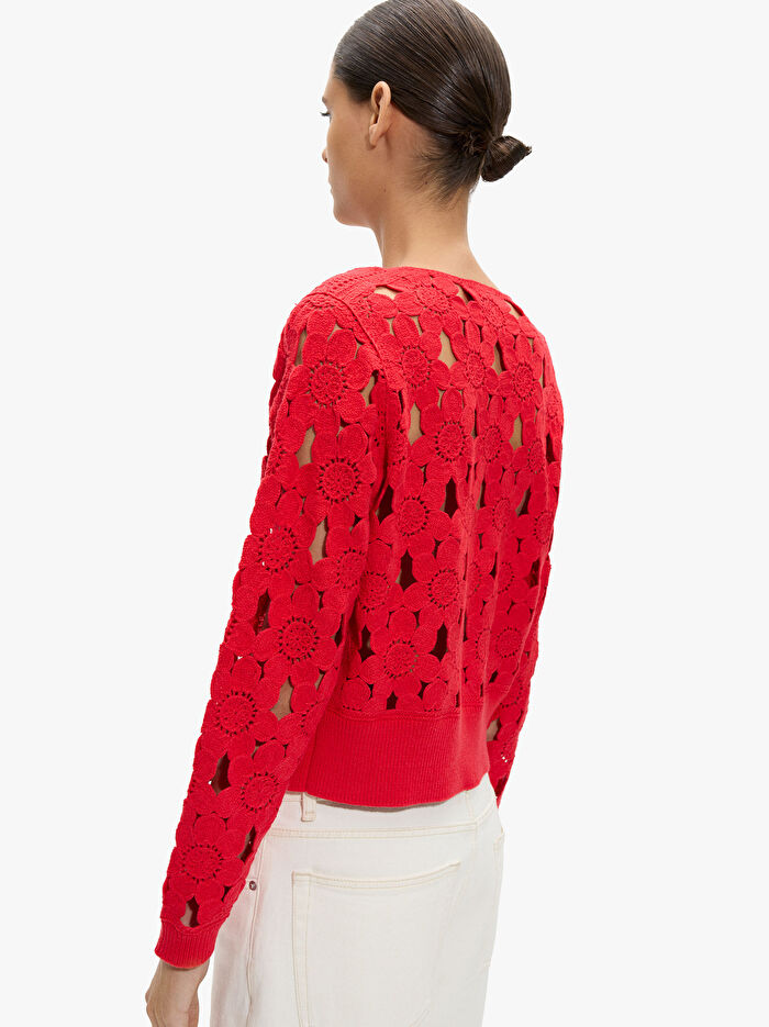 Çiçek Desenli Kroşe Hırka