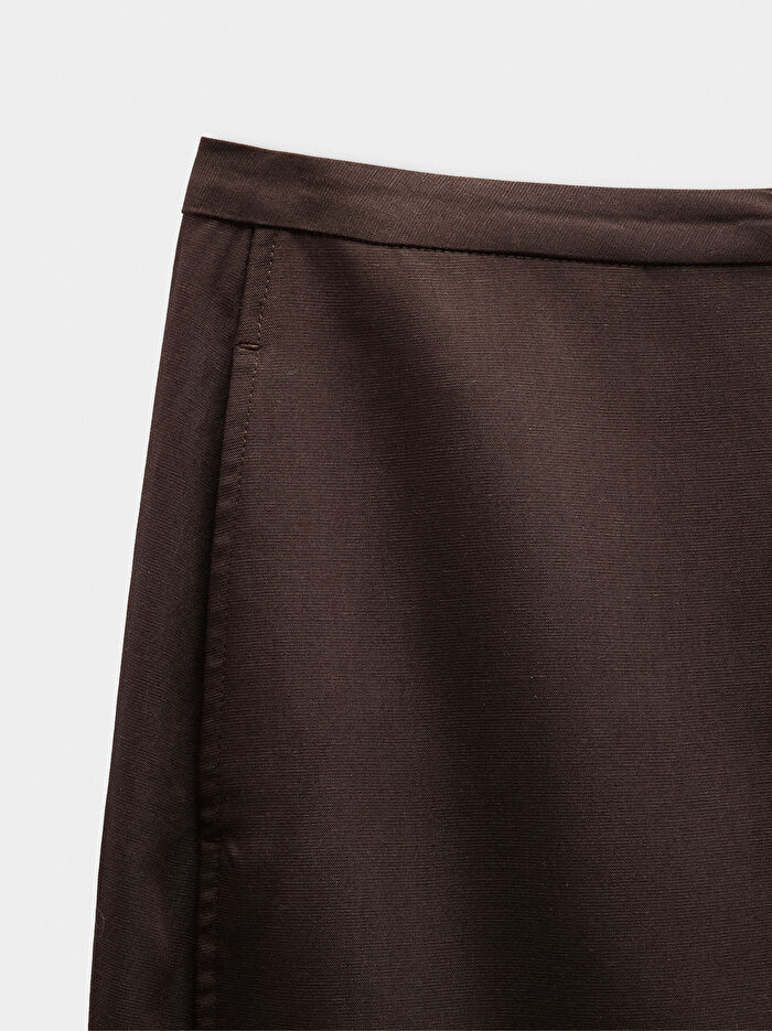 Uzun Keten Karışımlı Etek