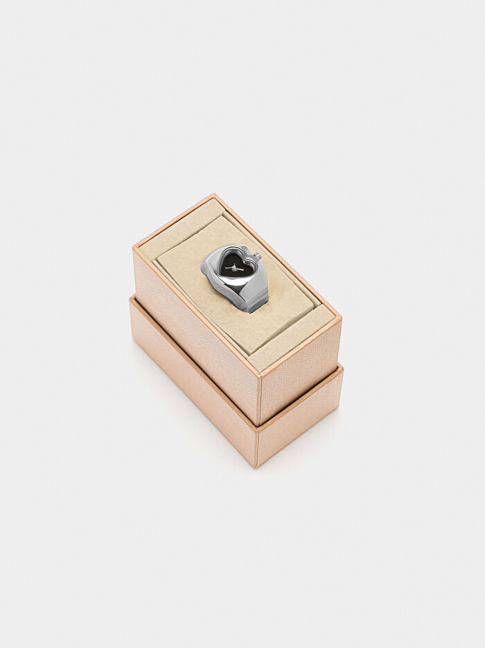 Paslanmaz Çelik Kalp Şeklinde Yüzük Saat