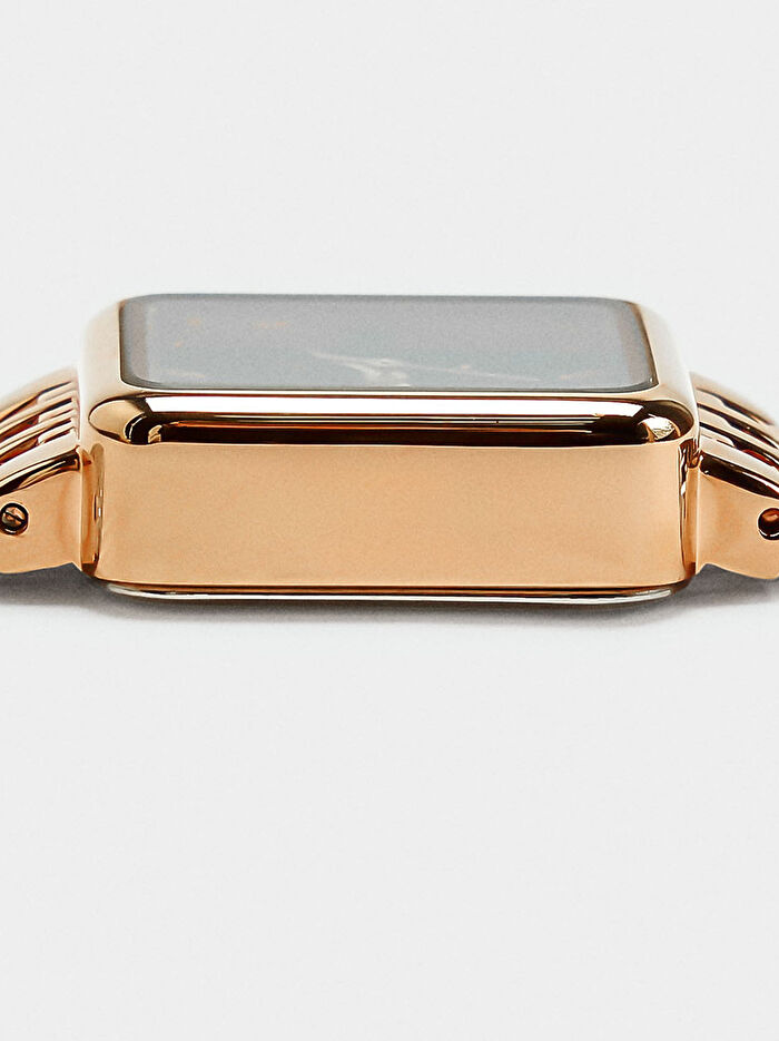 Paslanmaz Çelik Kordonlu Kare Saat