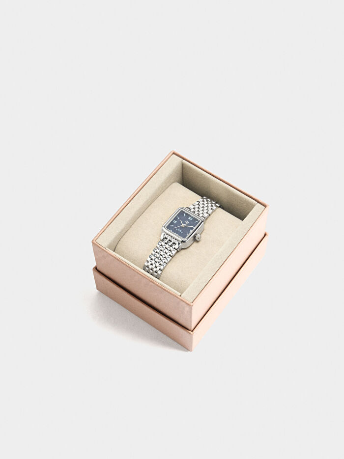 Paslanmaz Çelik Kordonlu Kare Saat