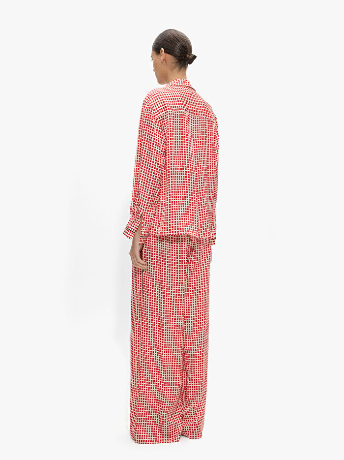 Kareli Dökümlü Pantolon