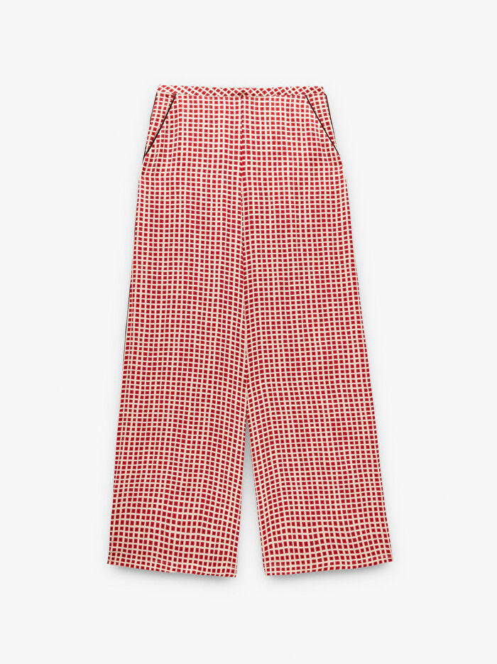 Kareli Dökümlü Pantolon