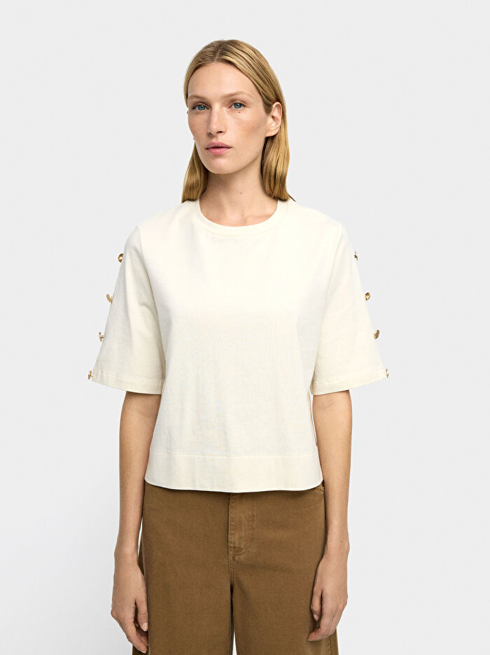 Düğmeli %100 Pamuklu T-shirt