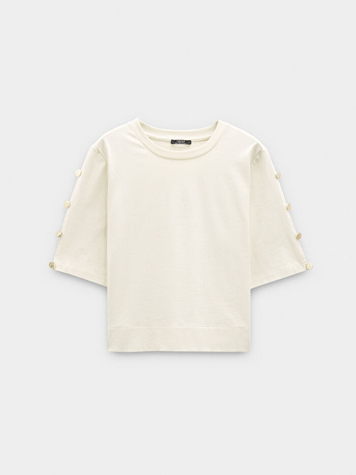 Düğmeli %100 Pamuklu T-shirt