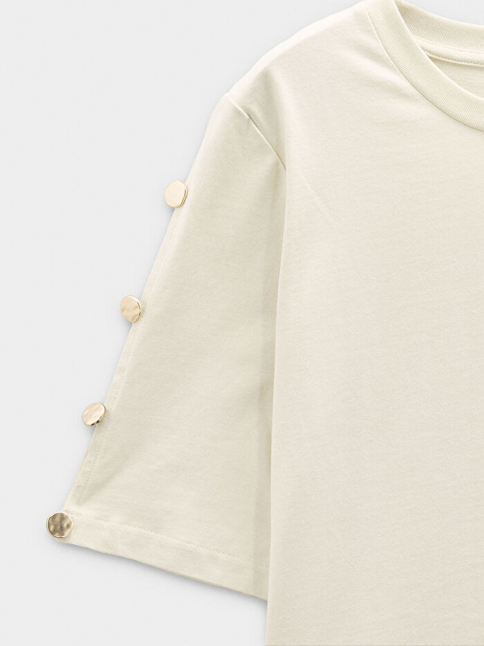 Düğmeli %100 Pamuklu T-shirt
