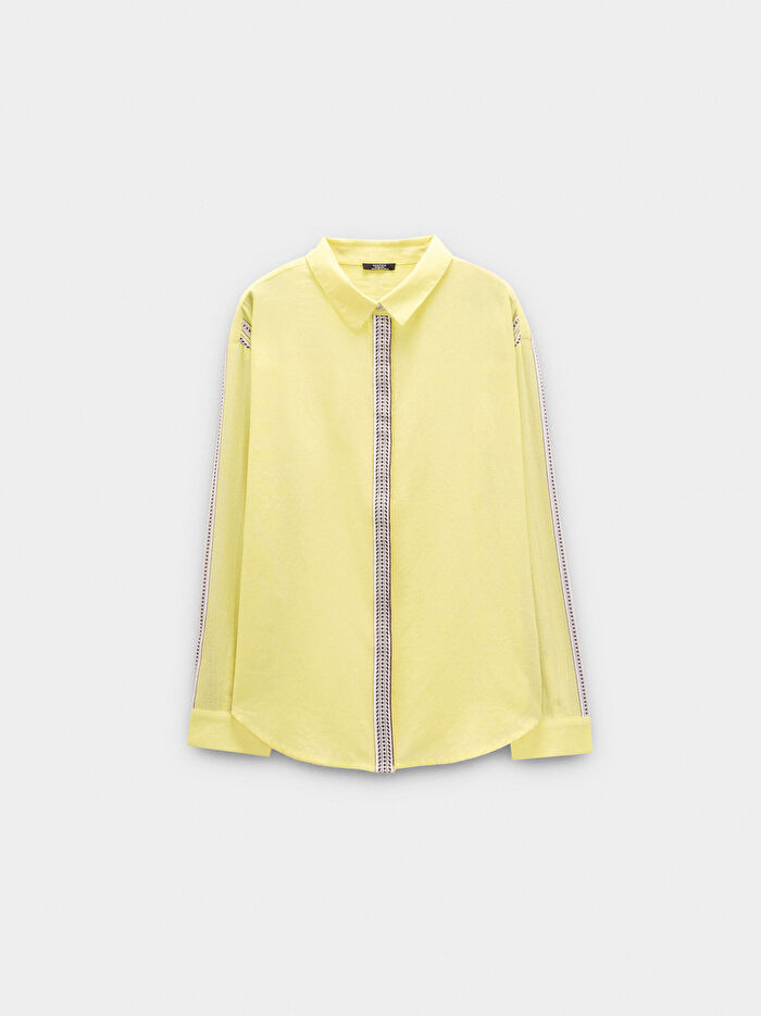 %100 Pamuklu Çizgili Detaylı Gömlek